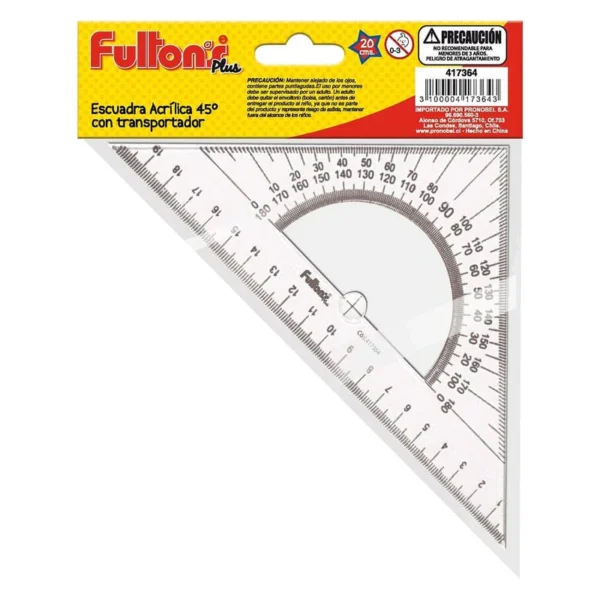 Escuadra Acrilica 45° 20 Cm | FULTONS