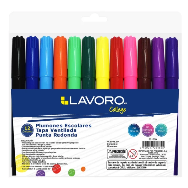 Plumon scripto Escolar 12 colores Jumbo