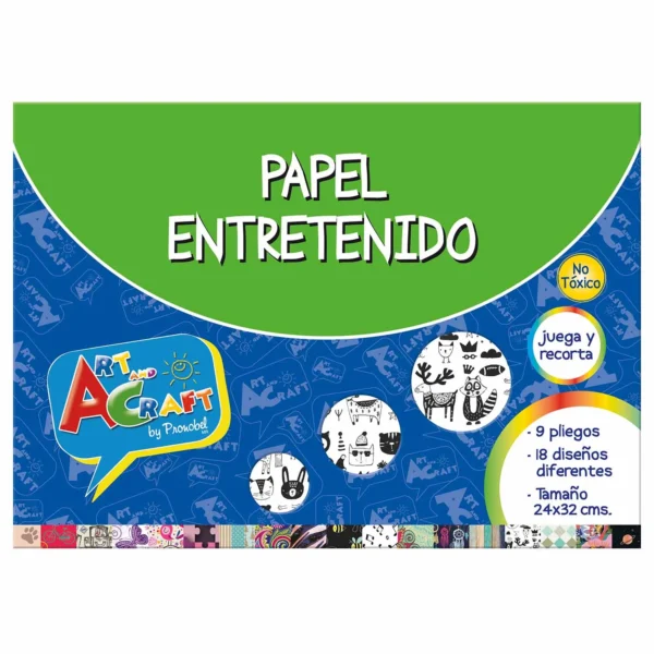 CARPETA PAPEL ENTRETENIDO | 18 DISEÑOS | 9 UNID | ART & CRAFT