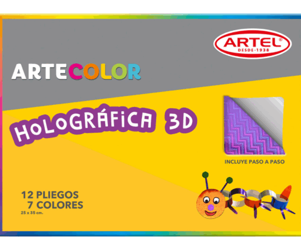Carpeta Artecolor | Papel Holografico 3D 12 unid | ARTEL
